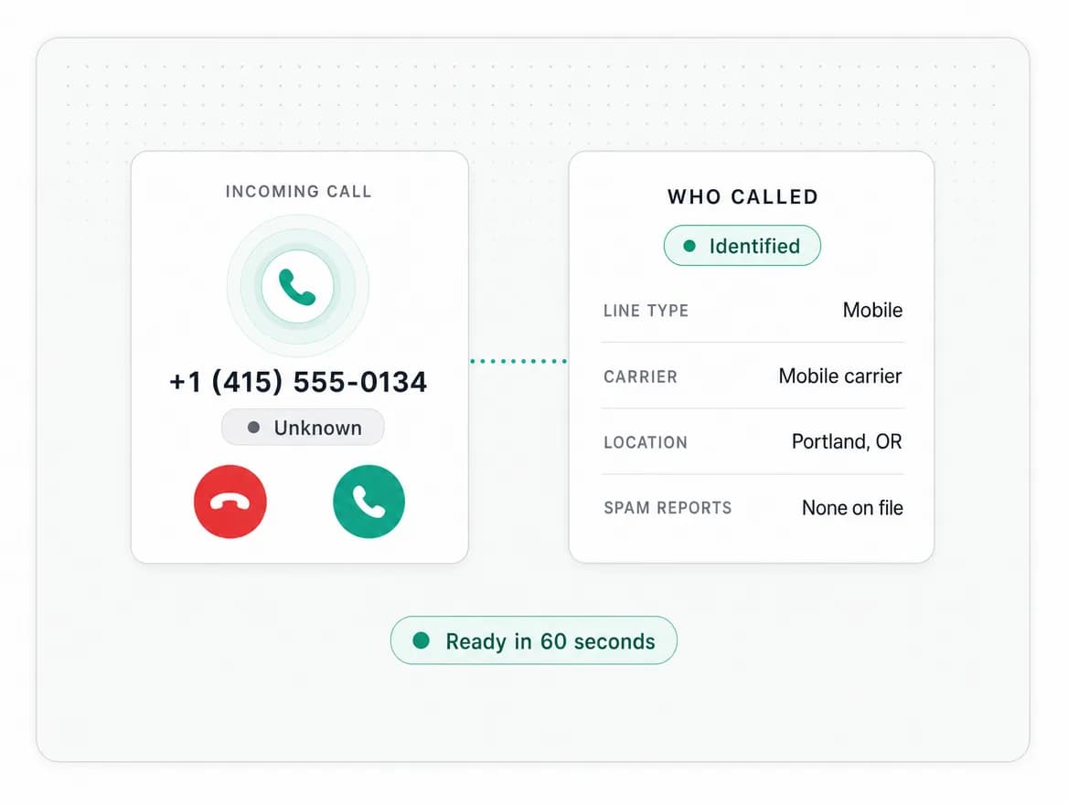 A phone lighting up with an unknown call on a kitchen counter